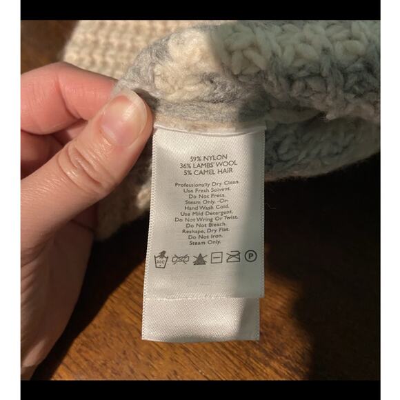 Vintage Y2K Eddie Bauer Neutral Tan Gray Stripped Half ZIP Wool Blend Sweater - Picture 10 of 11